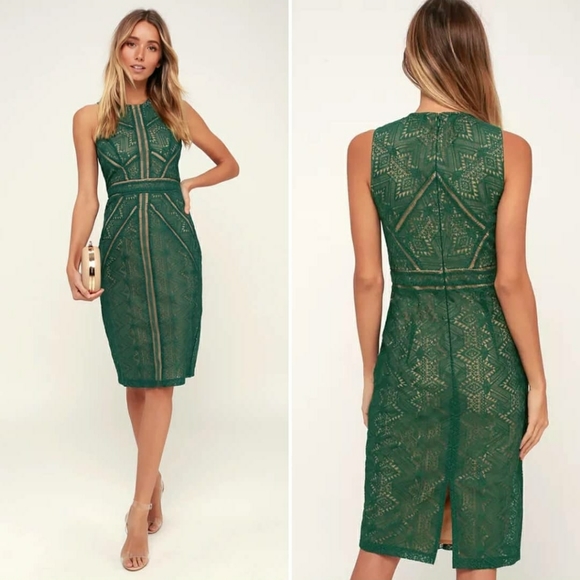 Bardot Dresses & Skirts - Bardot | Eve Lace Sheath Midi Dress in Wild Green
